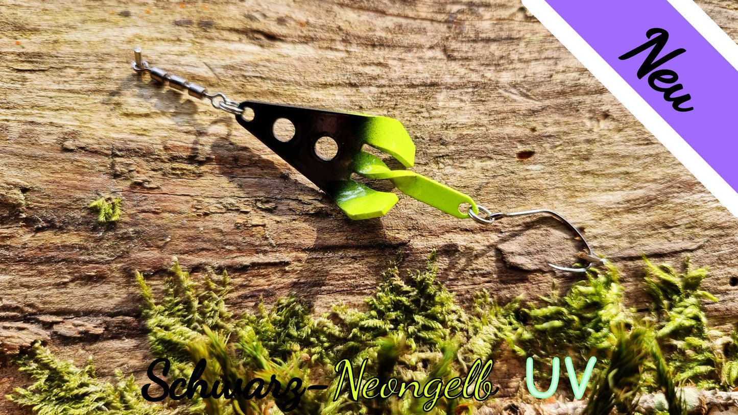 Flügelblinker 4,0 cm Schwarz-Neongelb UV