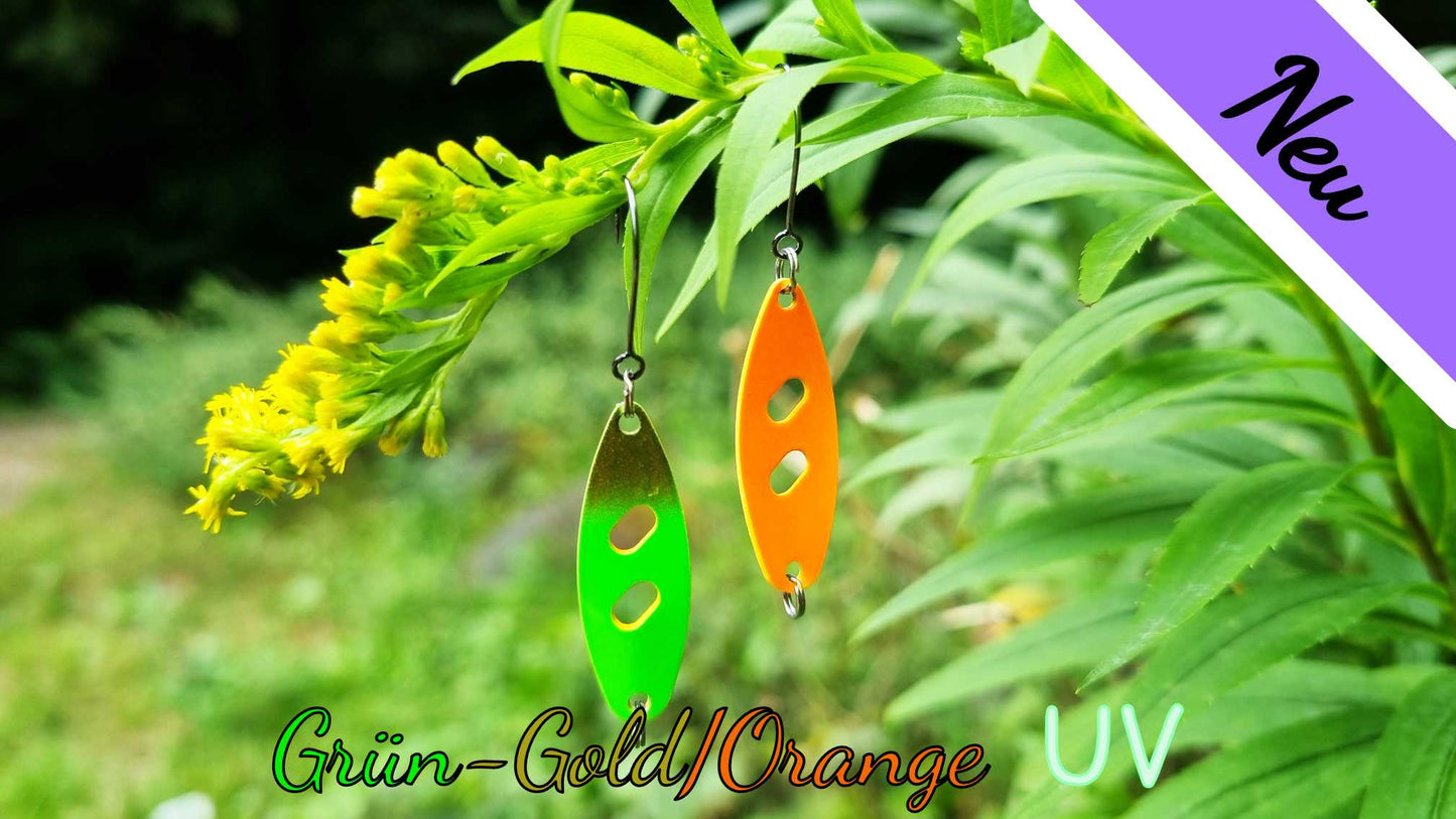 Raindrop 3,0 cm Grün-Gold/Orange UV