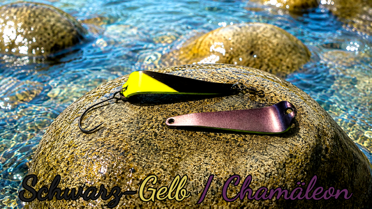 Forellen Aktivka 4,5 cm (lackiert) Schwarz-Gelb / Chamäleon