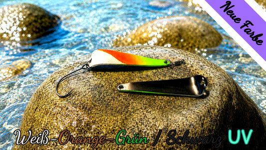 Forellen Aktivka 4,5 cm (lackiert) Weiß-Orange-Grün / Schwarz UV