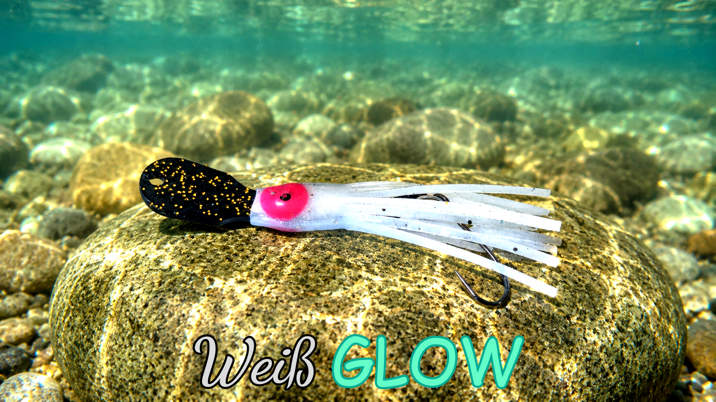 OGI 4,5 cm (lackiert) - schwarz lackiert Weiß GLOW