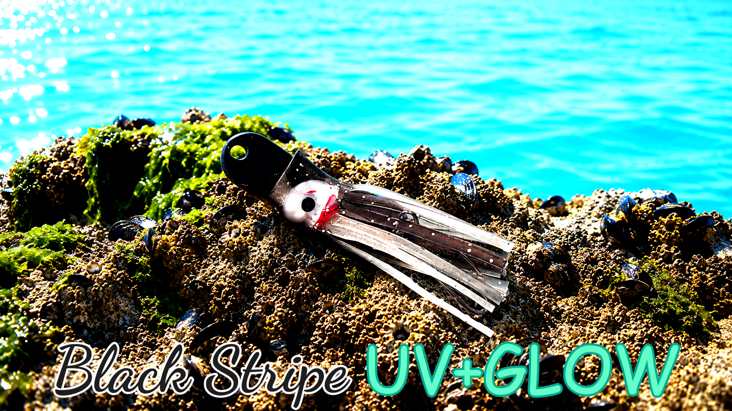Oktopus Leaf 3,6 cm (lackiert) - schwarz lackiert Black Stripe UV+GLOW