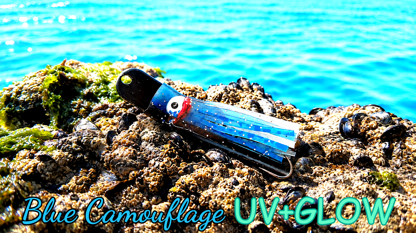 Oktopus Leaf 3,6 cm (lackiert) - schwarz lackiert Blue Camouflage UV+GLOW