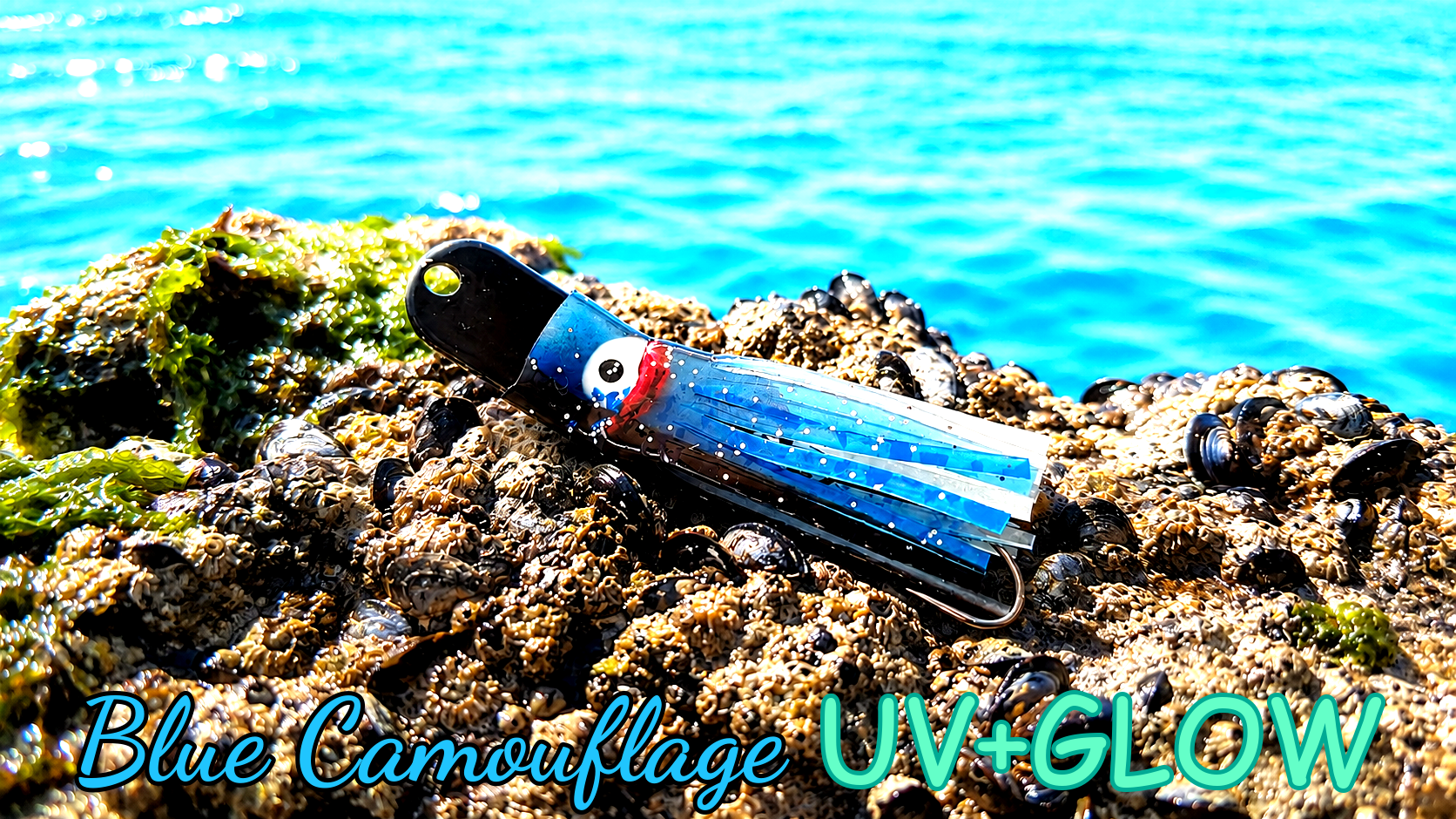 Oktopus Leaf 3,6 cm (lackiert) - schwarz lackiert Blue Camouflage UV+GLOW
