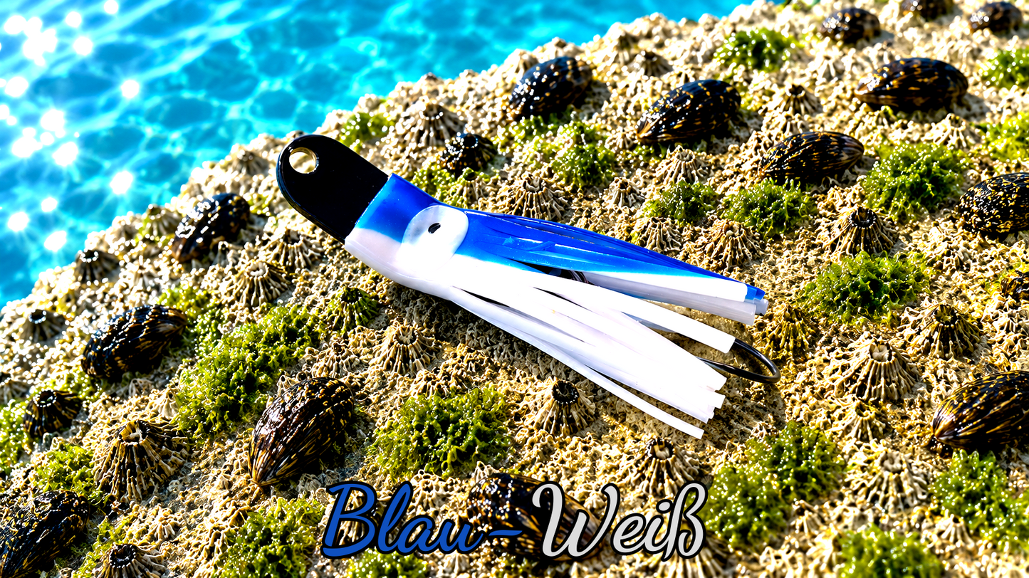 Oktopus Leaf 3,6 cm (lackiert) - schwarz lackiert Blau-Weiß