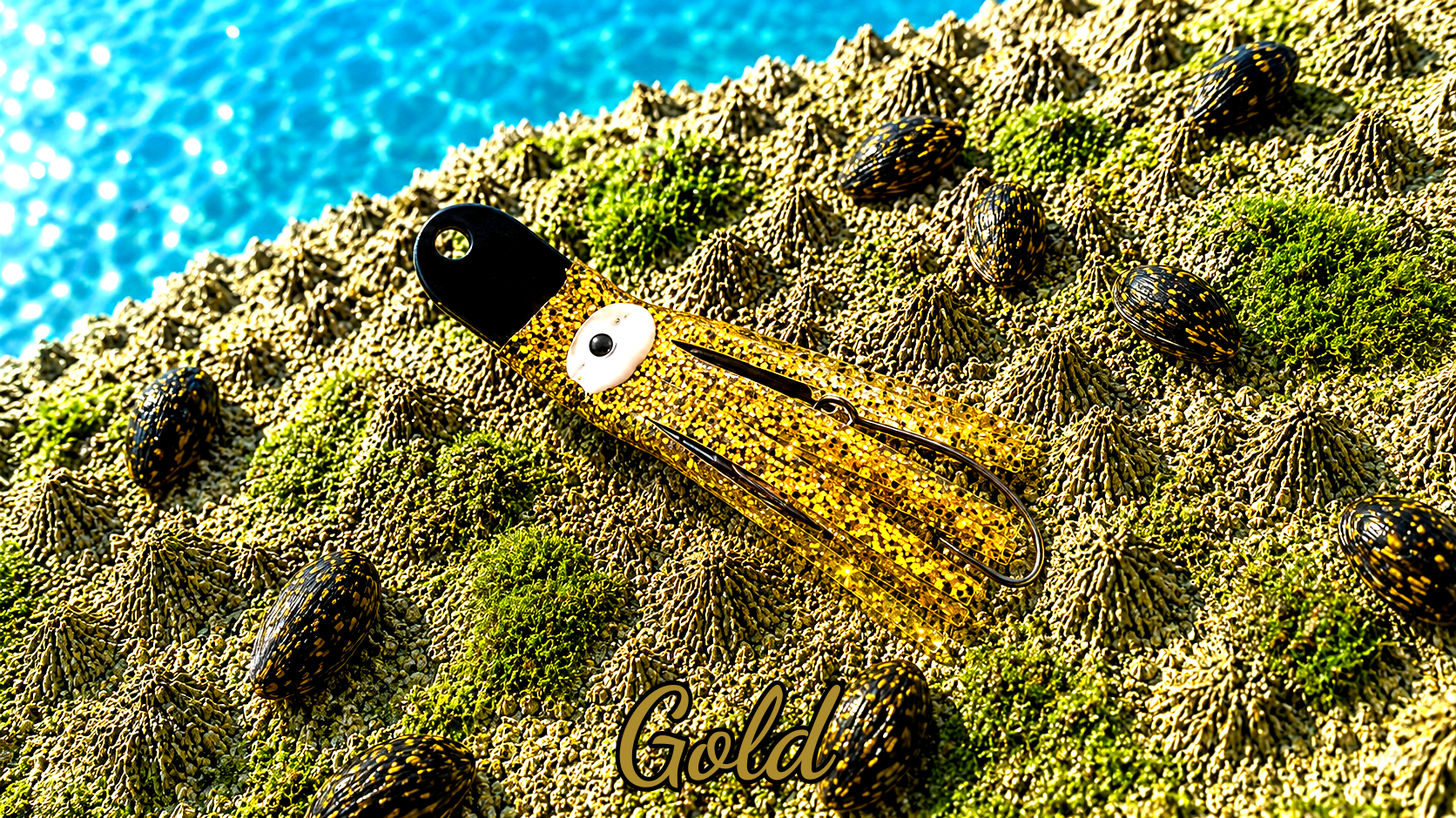 Oktopus Leaf 3,6 cm (lackiert) - schwarz lackiert Gold