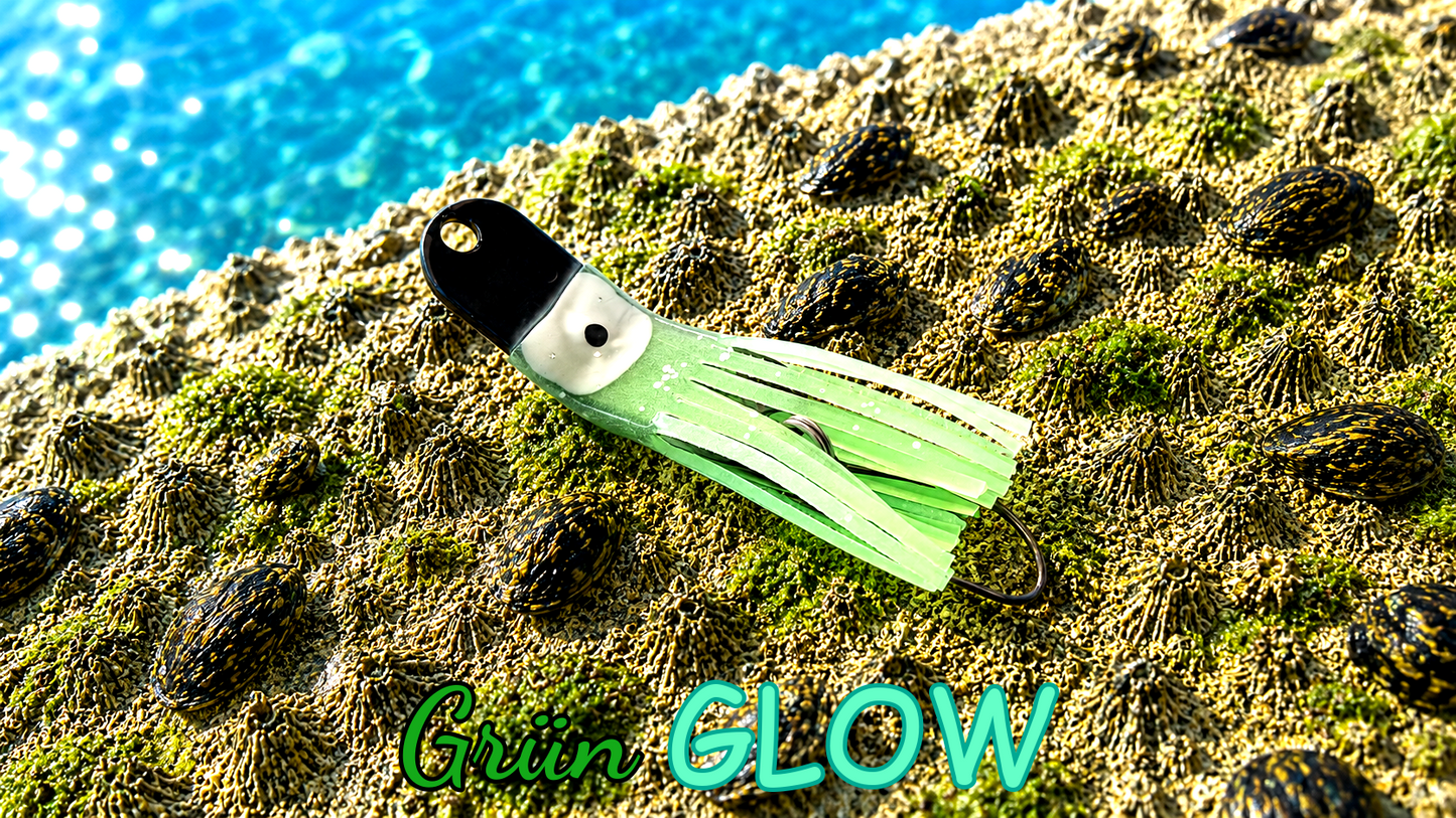 Oktopus Leaf 3,6 cm (lackiert) - schwarz lackiert Grün GLOW