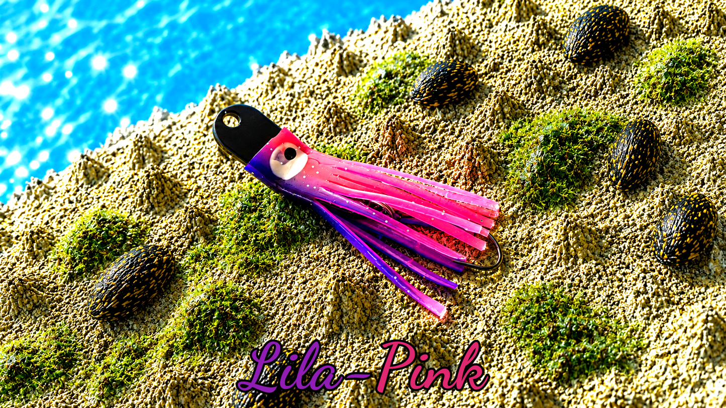 Oktopus Leaf 3,6 cm (lackiert) - schwarz lackiert Lila-Pink