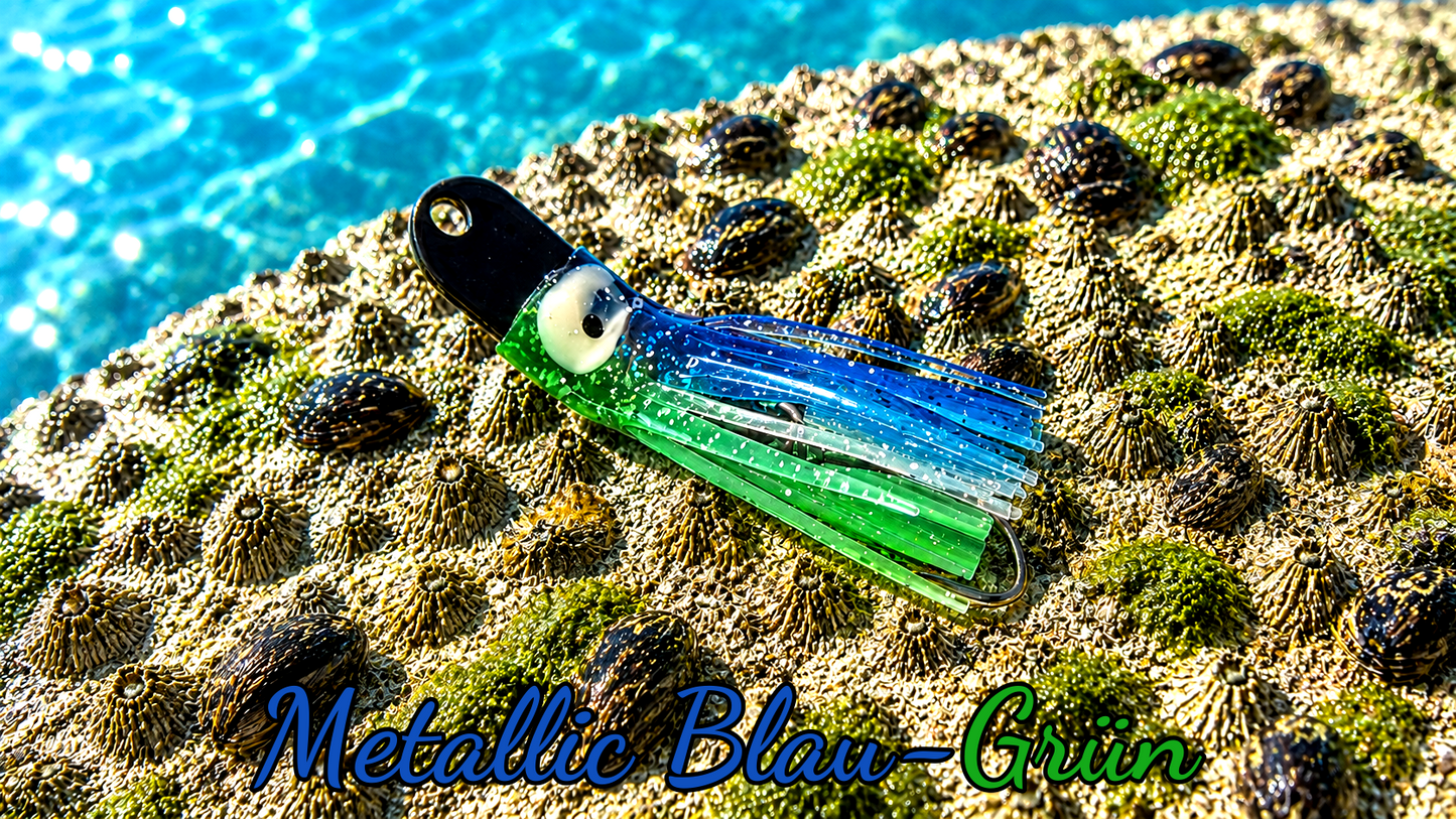 Oktopus Leaf 3,6 cm (lackiert) - schwarz lackiert Metallic Blau-Grün