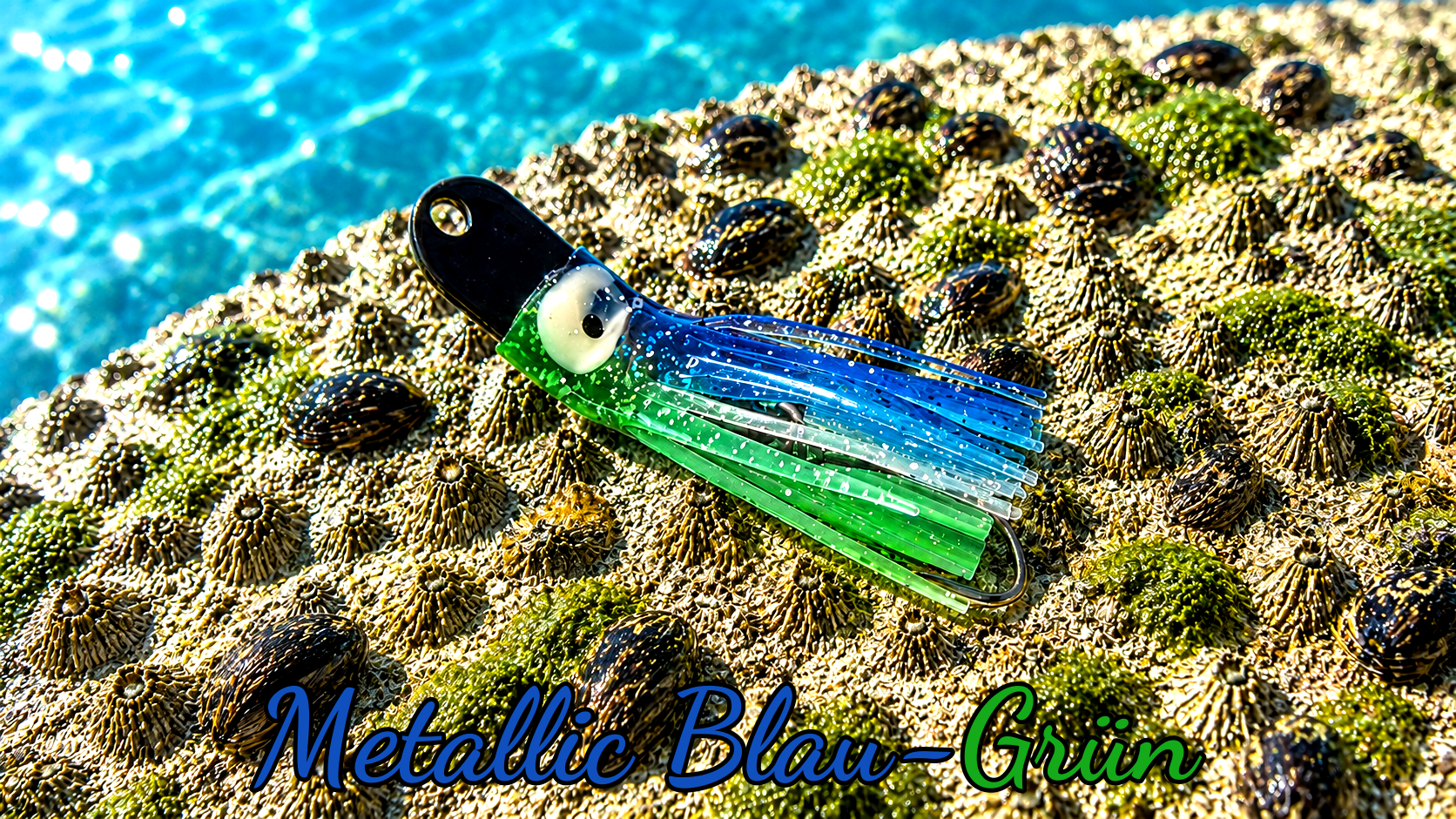 Oktopus Leaf 3,6 cm (lackiert) - schwarz lackiert Metallic Blau-Grün